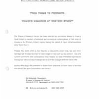 Western Sydney Women&#039;s Oral History Project: Flier